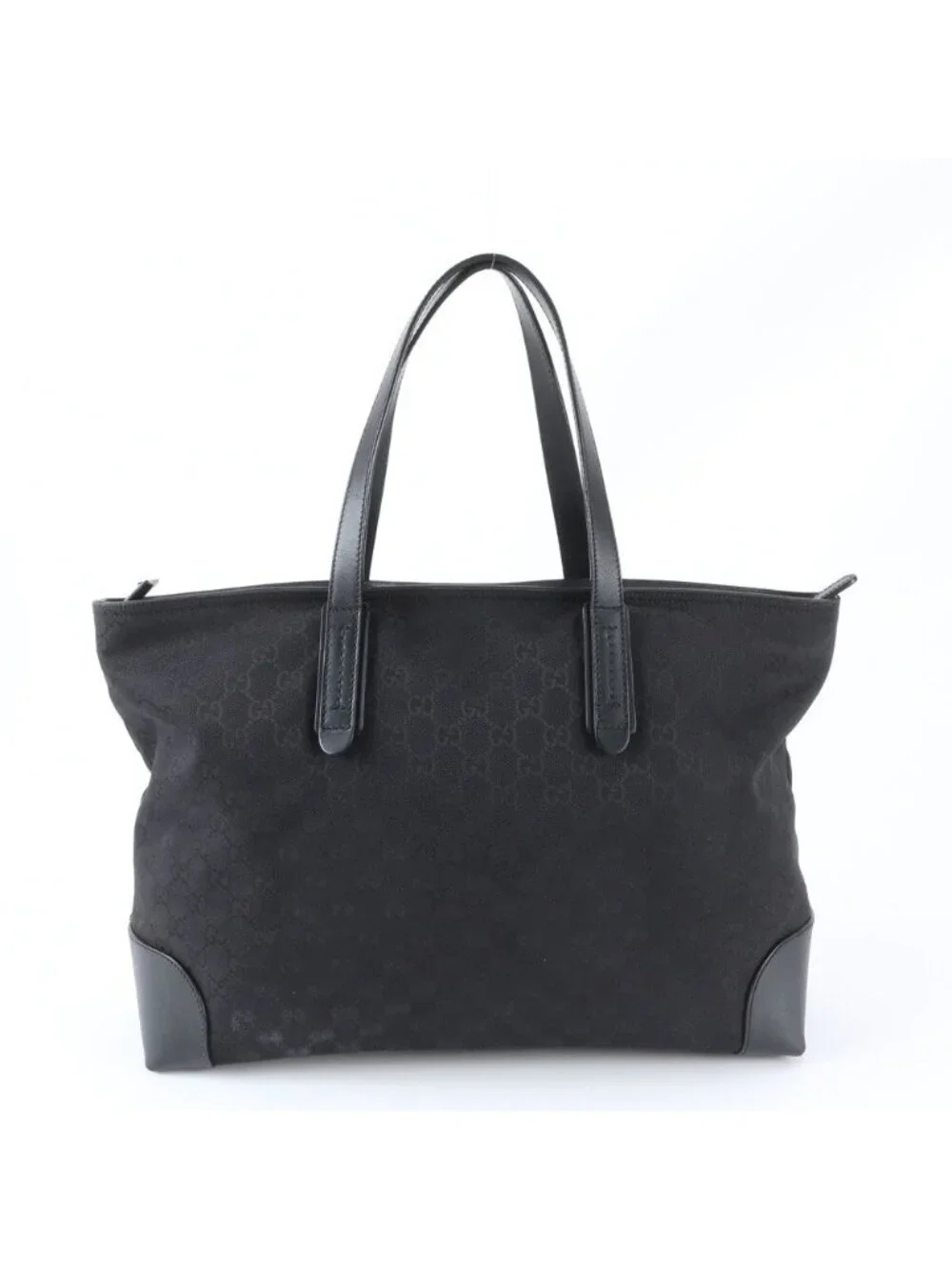 Gucci GG Canvas Leather Tote Shoulder Business Document Black